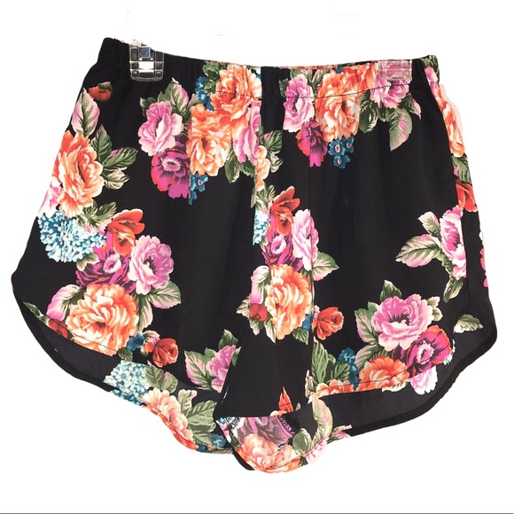 Black Floral Lingerie Shorts, Size M - Picture 1 of 8